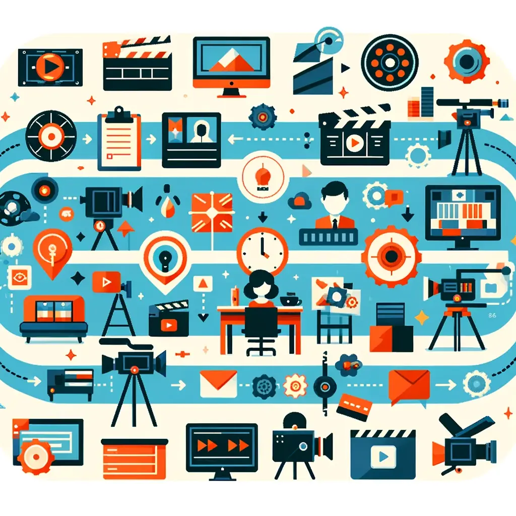 Graphic of time and factors impacting video production process.